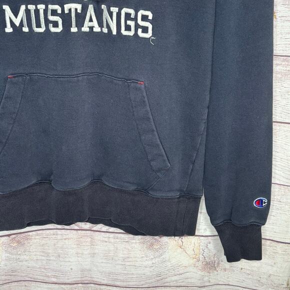 Champion SMU Mustangs College Navy Embroidered Pullover Hoodie Size Small - Picture 6 of 12
